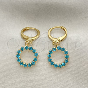 Gold Filled Hoop Earrings — Huggie Hoop with Blue Topaz Cubic Zirconia Polished — main product view — SKU 152581 | Oro Laminado aretes de aro — Huggie Hoop with Blue Topaz Cubic Zirconia pulido — SKU 152581