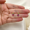 Oro Laminado Stud Earring, Gold Filled Style Grape Design, Purple Enamel Finish, Golden Finish, 02.02.0525