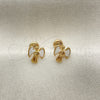 Oro Laminado Stud Earring, Gold Filled Style Angel Design, White Enamel Finish, Golden Finish, 02.02.0526