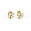 Oro Laminado Stud Earring, Gold Filled Style Angel Design, White Enamel Finish, Golden Finish, 02.02.0526