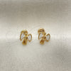 Oro Laminado Stud Earring, Gold Filled Style Angel Design, White Enamel Finish, Golden Finish, 02.02.0526
