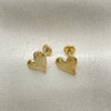 Oro Laminado Stud Earring, Gold Filled Style Heart Design, White Polished, Golden Finish, 02.02.0526