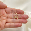 Oro Laminado Fancy Pendant, Gold Filled Style Initials Design, Polished, Golden Finish, 05.02.0069.2