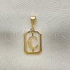 Oro Laminado Fancy Pendant, Gold Filled Style Initials Design, Polished, Golden Finish, 05.02.0069.3
