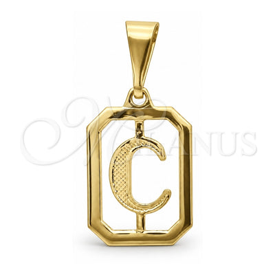 Oro Laminado Fancy Pendant, Gold Filled Style Initials Design, Polished, Golden Finish, 05.02.0069.3