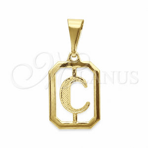 Oro Laminado Fancy Pendant, Gold Filled Style Initials Design, Polished, Golden Finish, 05.02.0069.3