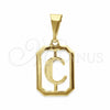 Oro Laminado Fancy Pendant, Gold Filled Style Initials Design, Polished, Golden Finish, 05.02.0069.3