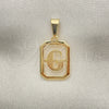 Oro Laminado Fancy Pendant, Gold Filled Style Initials Design, Polished, Golden Finish, 05.02.0069.5