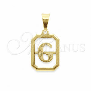 Oro Laminado Fancy Pendant, Gold Filled Style Initials Design, Polished, Golden Finish, 05.02.0069.5
