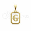 Oro Laminado Fancy Pendant, Gold Filled Style Initials Design, Polished, Golden Finish, 05.02.0069.5