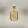 Oro Laminado Fancy Pendant, Gold Filled Style Initials Design, Polished, Golden Finish, 05.02.0069.5