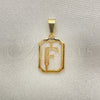 Oro Laminado Fancy Pendant, Gold Filled Style Initials Design, Polished, Golden Finish, 05.02.0069.6
