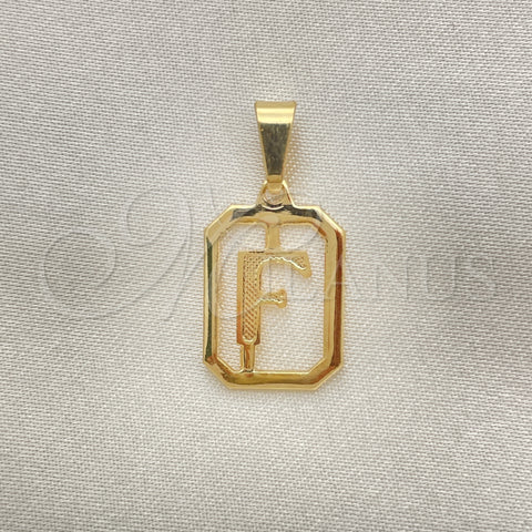 Oro Laminado Fancy Pendant, Gold Filled Style Initials Design, Polished, Golden Finish, 05.02.0069.6