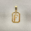 Oro Laminado Fancy Pendant, Gold Filled Style Initials Design, Polished, Golden Finish, 05.02.0069.6