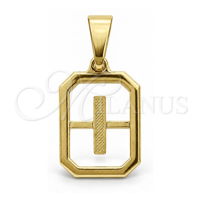 Oro Laminado Fancy Pendant, Gold Filled Style Initials Design, Polished, Golden Finish, 05.02.0069.9