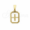 Oro Laminado Fancy Pendant, Gold Filled Style Initials Design, Polished, Golden Finish, 05.02.0069.9