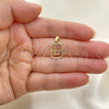 Oro Laminado Fancy Pendant, Gold Filled Style Initials Design, Polished, Golden Finish, 05.02.0069.12