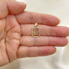 Oro Laminado Fancy Pendant, Gold Filled Style Initials Design, Polished, Golden Finish, 05.02.0069.12