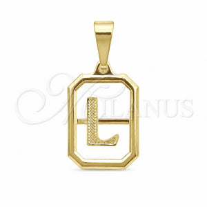 Oro Laminado Fancy Pendant, Gold Filled Style Initials Design, Polished, Golden Finish, 05.02.0069.12