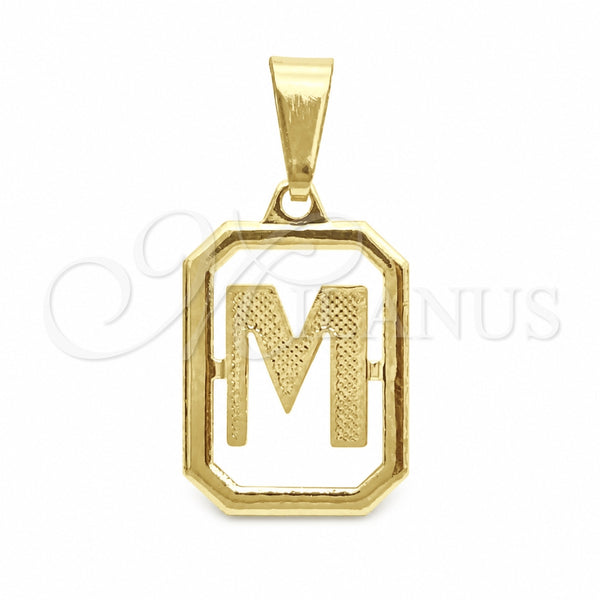 Oro Laminado Fancy Pendant, Gold Filled Style Initials Design, Polished, Golden Finish, 05.02.0069.13
