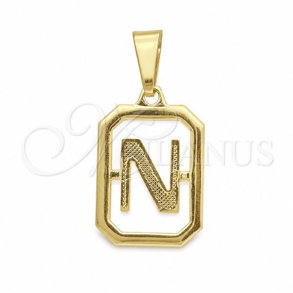 Oro Laminado Fancy Pendant, Gold Filled Style Initials Design, Polished, Golden Finish, 05.02.0069.14