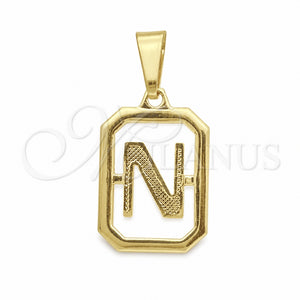 Oro Laminado Fancy Pendant, Gold Filled Style Initials Design, Polished, Golden Finish, 05.02.0069.14