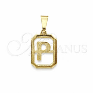 Oro Laminado Fancy Pendant, Gold Filled Style Initials Design, Polished, Golden Finish, 05.02.0069.16