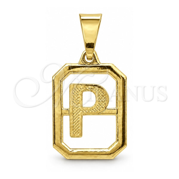 Oro Laminado Fancy Pendant, Gold Filled Style Initials Design, Polished, Golden Finish, 05.02.0069.16