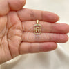 Oro Laminado Fancy Pendant, Gold Filled Style Initials Design, Polished, Golden Finish, 05.02.0069.18