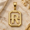 Oro Laminado Fancy Pendant, Gold Filled Style Initials Design, Polished, Golden Finish, 05.02.0069.18