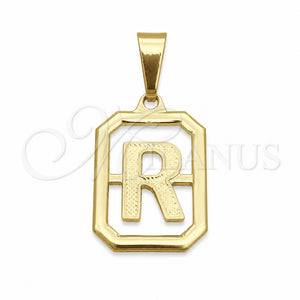 Oro Laminado Fancy Pendant, Gold Filled Style Initials Design, Polished, Golden Finish, 05.02.0069.18