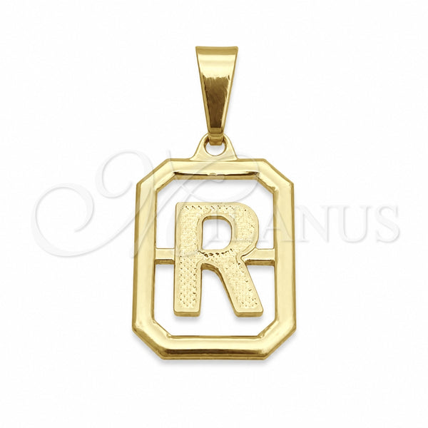 Oro Laminado Fancy Pendant, Gold Filled Style Initials Design, Polished, Golden Finish, 05.02.0069.18
