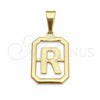 Oro Laminado Fancy Pendant, Gold Filled Style Initials Design, Polished, Golden Finish, 05.02.0069.18
