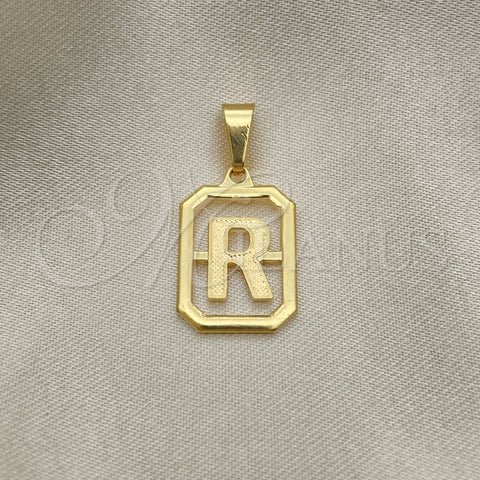 Oro Laminado Fancy Pendant, Gold Filled Style Initials Design, Polished, Golden Finish, 05.02.0069.18