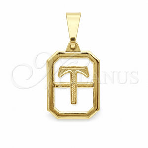 Oro Laminado Fancy Pendant, Gold Filled Style Initials Design, Polished, Golden Finish, 05.02.0069.20
