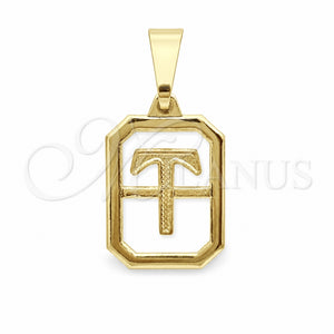 Oro Laminado Fancy Pendant, Gold Filled Style Initials Design, Polished, Golden Finish, 05.02.0069.20