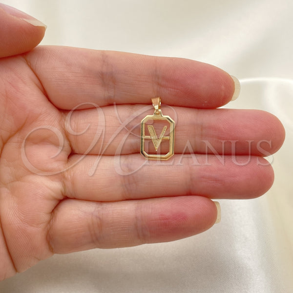 Oro Laminado Fancy Pendant, Gold Filled Style Initials Design, Polished, Golden Finish, 05.02.0069.22