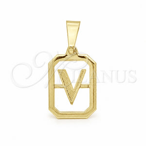 Oro Laminado Fancy Pendant, Gold Filled Style Initials Design, Polished, Golden Finish, 05.02.0069.22