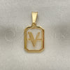 Oro Laminado Fancy Pendant, Gold Filled Style Initials Design, Polished, Golden Finish, 05.02.0069.22