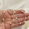 Oro Laminado Medium Hoop, Gold Filled Style Ball Design, with Ivory Pearl, Polished, Golden Finish, 02.02.0527.50