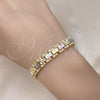 Oro Laminado Solid Bracelet, Gold Filled Style Diamond Cutting Finish, Tricolor, 03.102.0069.07 (09 MM Thickness, 7 Inches Length)