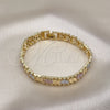Oro Laminado Solid Bracelet, Gold Filled Style Diamond Cutting Finish, Tricolor, 03.102.0069.07 (09 MM Thickness, 7 Inches Length)