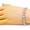 Oro Laminado Solid Bracelet, Gold Filled Style Airplane Design, Diamond Cutting Finish, Tricolor, 03.102.0075.07 (08 MM Thickness, 7 Inches Length)