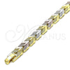 Oro Laminado Solid Bracelet, Gold Filled Style Airplane Design, Diamond Cutting Finish, Tricolor, 03.102.0075.07 (08 MM Thickness, 7 Inches Length)