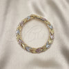 Oro Laminado Solid Bracelet, Gold Filled Style Airplane Design, Diamond Cutting Finish, Tricolor, 03.102.0075.07 (08 MM Thickness, 7 Inches Length)