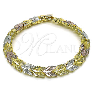 Gold Filled Bracelet — Solid Bracelet Airplane Design Diamond Cutting Tricolor 03. — main product view — SKU 152623 | Oro Laminado brazalete — Solid Bracelet Airplane diseño Diamond Cutting Tricolor 03. — SKU 152623