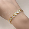 Oro Laminado Solid Bracelet, Gold Filled Style Diamond Cutting Finish, Tricolor, 03.102.0076.08 (Thickness, 8 Inches Length)
