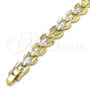 Oro Laminado Solid Bracelet, Gold Filled Style Diamond Cutting Finish, Tricolor, 03.102.0076.08 (Thickness, 8 Inches Length)