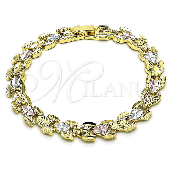Gold Filled Bracelet — Solid Bracelet Diamond Cutting Tricolor 03. Thickness 8 — main product view — SKU 152624 | Oro Laminado brazalete — Solid Bracelet Diamond Cutting Tricolor 03. Thickness 8 — SKU 152624