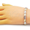 Oro Laminado Solid Bracelet, Gold Filled Style Heart Design, Polished, Tricolor, 03.102.0078.07 (08 MM Thickness, 7 Inches Length)